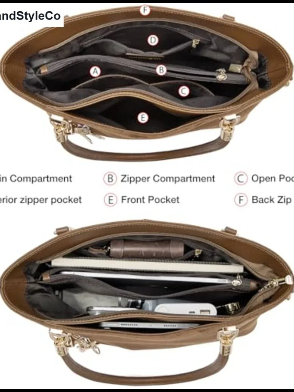 Genuine Leather Medium Tote Bag with Matching Wallet Set